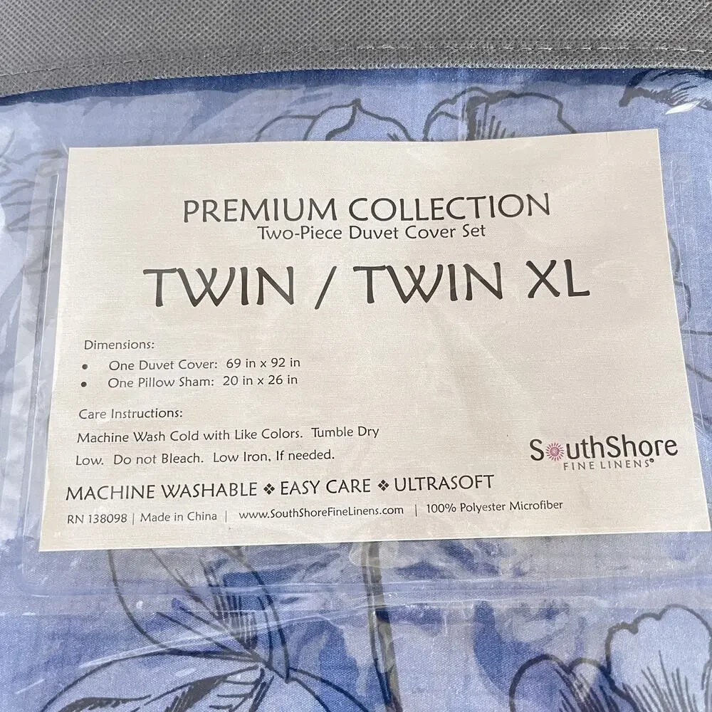 Southshore Fine Linens Duvet Cover Set Twin XL Floral 2 Piece Bedding Ultrafine